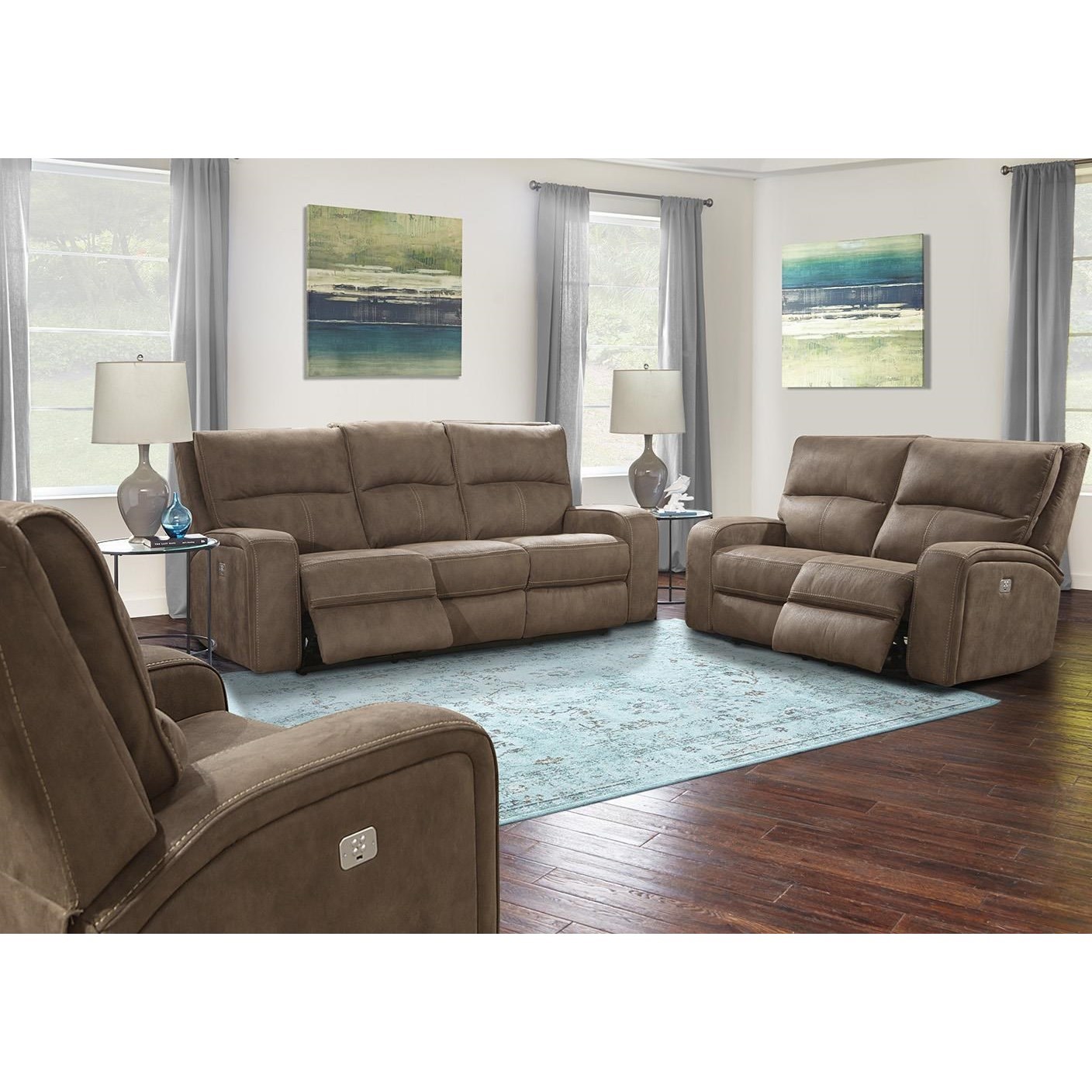 Parker Living Polaris Contemporary Dual Power Reclining Loveseat with
